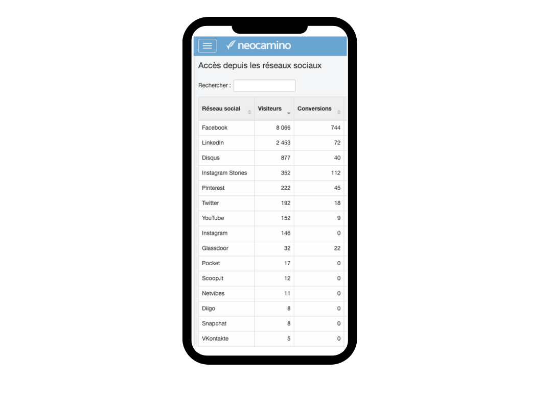 reseaux sociaux neocamino conversions